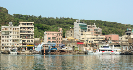 Keelung, Taiwan - Jun 23, 2015. The scenery of Keelung port in daytime. Keelung is a major port city situated in the northeastern part of Taiwan.のeditorial素材