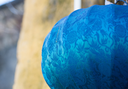 Blue lantern in the ancient town of Hoi An, Vietnam. Hoi An possessed the largest harbour in Southeast Asia in the 1st century.の写真素材