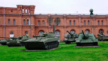 Saint Petersburg, Russia - Oct 14, 2016. Tanks at Military Historical Museum of weapon exhibits in the open air in St Petersburg, Russia.のeditorial素材