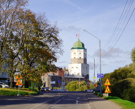 Vyborg, Russia - Oct 6, 2016. Old buildings located at downtown in Vyborg, Russia.