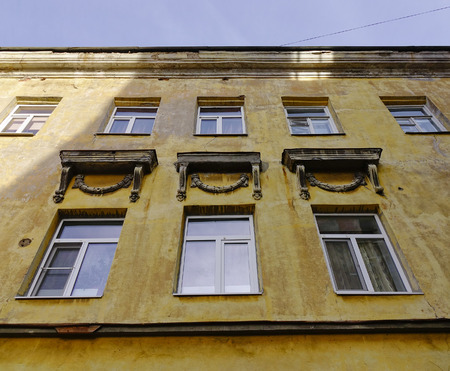 Details of old house in Vyborg, Russia.の写真素材