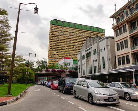 Singapore - Dec 15, 2015. Cars parking on street in Chinatown, Singapore.