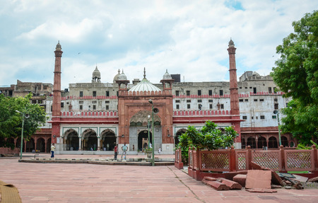 Delhi, India - Jul 26, 2015. People at the Islam Mosque in Old Delhi, India.のeditorial素材