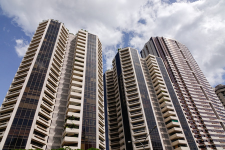 Manila, Philippines - Dec 21, 2015. The apartment buildings located at Quezon district in Manila, Philippines.のeditorial素材
