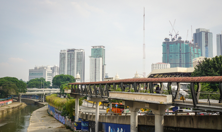 Kuala Lumpur, Malaysia - Jun 6, 2015. Cityscape in Kuala Lumpur, Malaysia. The city covers an area of 243 km2 and has an estimated population of 1.7 million.のeditorial素材