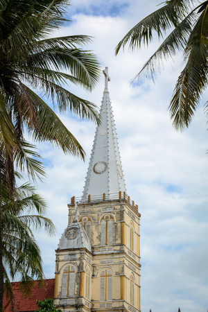 Top of Catholic Church in Mekong Delta, Vietnam. The Mekong is a trans-boundary river in Southeast Asia. It is the world's 12th-longest river.の写真素材