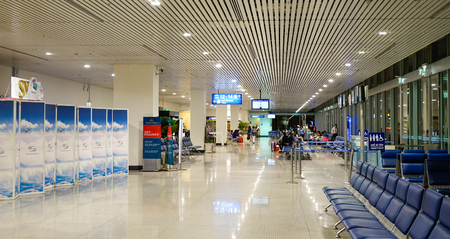 Saigon, Vietnam - Feb 5, 2015. Departure Hall at Tan Son Nhat airport, Saigon, Vietnam. TSN is the largest and the busiest airport in Vietnam with more than 23 million passenger movements per year.のeditorial素材