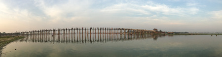 Panorama of the Ubein bridge in Mandalay, Myanmar. Mandalay is the second-largest city and the last royal capital of Myanmar (Burma).の写真素材