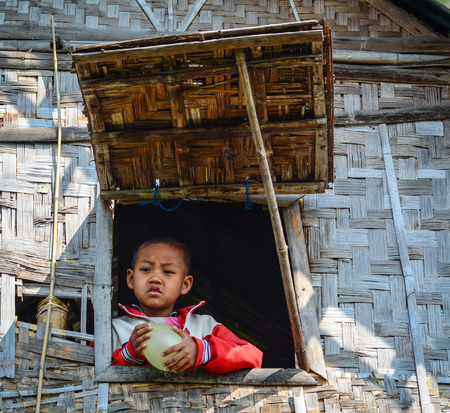 Yangon, Myanmar - Feb 14, 2016. Portrait of Burmese children in Yangon, Myanmar. Yangon is the country's largest city with a population of nearly 6 million.のeditorial素材