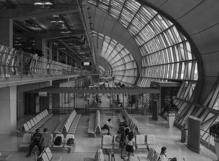 BANGKOK, THAILAND - JUL 31, 2015. View of Departure Terminal at Suvarnabhumi Airport, Bangkok. Suvarnabhumi Airport is one of two international airports serving Bangkok.のeditorial素材