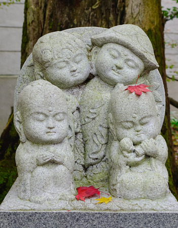 The stone craft of monk doll, the unique and valuable decoration items for the Japanese garden.のeditorial素材