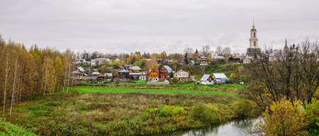 Many old houses located at Suzdal town with the forest in Vladimir, Russia. Suzdal is one of the oldest Russian towns and a major tourist attraction.の写真素材