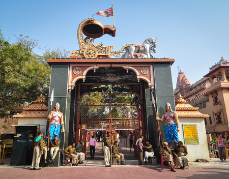 Mathura, India - Mar 8, 2012. People coming to Shri Krishna Janmbhoomi, the religious temple in Mathura, India. The temple is one of the most frequently visited temples in India.のeditorial素材