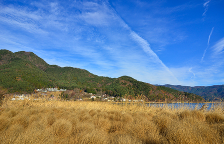 Mountain scenery at Fuji Five Lakes Area in Yamanashi Prefecture, Japan.のeditorial素材