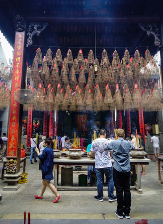 Saigon, Vietnam - Jan 30, 2017. People praying at main hall of Jade Emperor Temple in Saigon, Vietnam. The temple located away from most of the cityâs major attractions in Saigon.のeditorial素材