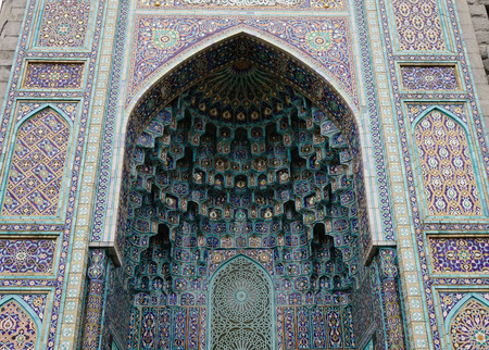 The inside of one portal at Saint Petersburg Mosque in Russia. It was the largest mosque in Europe outside Turkey.の写真素材