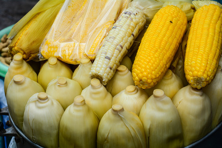 Noiled corns for sale at the local market in Southeast Asia.