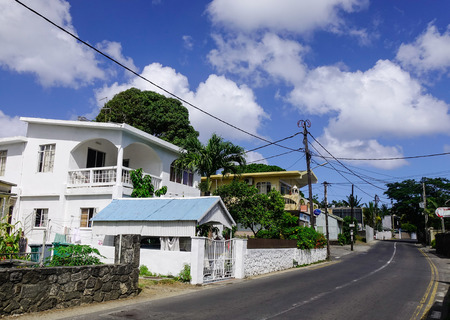 Grand Baie, Mauritius - Jan 11, 2017. Houses in Grand Baie, Mauritius. Mauritius was a British colonial possession from 1810 to 1968, the year of its independence.のeditorial素材