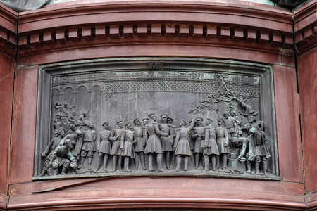 Saint Petersburg, Russia - Oct 13, 2016. The Bronze Monument at main square in Saint Petersburg, Russia. St Petersburg has a significant historical and cultural heritage.のeditorial素材