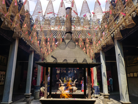 Saigon, Vietnam - Jan 30, 2017. Inside of Jade Emperor Temple in Saigon, Vietnam. U.S. President Obama paid a visit to the pagoda during his state trip in 2016.のeditorial素材