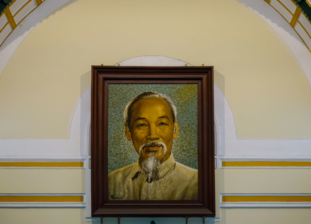 Saigon, Vietnam - Jan 30, 2017. Portrait of President Ho Chi Minh at Central Post Office in Saigon, Vietnam. Ho Chi Minh fought for half a century to free Vietnam from foreign domination.のeditorial素材