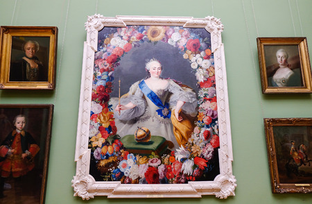 Moscow, Russia - Oct 20, 2016. A precious painting at State Tretyakov Gallery in Moscow, Russia. The Gallery is the foremost depository of Russian fine art in the world.のeditorial素材