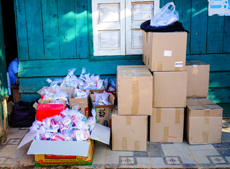 Dalat, Vietnam - Dec 5, 2015. Small grocery store in Dalat, Vietnam. Dalat is located 1,500 m (4,900 ft) above sea level on the Langbian Plateau.のeditorial素材
