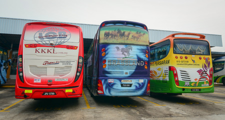 Kuala Lumpur, Malaysia - Jun 6, 2015. Buses parking at station in Kuala Lumpur, Malaysia. Kuala Lumpur is the national capital of Malaysia as well as its largest city.のeditorial素材