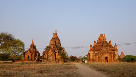 Bagan, Myanmar - Feb 17, 2016. People visit Buddhist temples in Bagan, Myanmar. Bagan in central Burma is one of the worlds greatest archeological sites.のeditorial素材