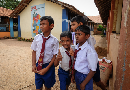 Colombo, Sri Lanka - Sep 8, 2015. Students playing at school yard in Colombo, Sri Lanka. Colombo is the financial centre of the island and a popular tourist destination.のeditorial素材