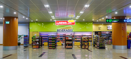 Yangon, Myanmar - Feb 14, 2017. Beverages Store at Departure Hall of Yangon Airport in Myanmar. Yangon Airport is the primary and busiest international airport of Myanmar.のeditorial素材