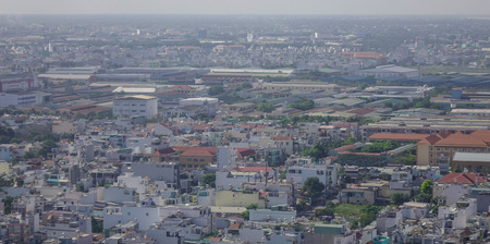 Yangon, Myanmar - Feb 14, 2017. Modern buildings at business district in Yangon, Myanmar. The city area has steadily increased to 598.75 square kilometres in 2008.のeditorial素材