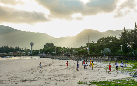 Con Dao, Vietnam - Sep 7, 2015. People playing on beach in Con Dao, Vietnam. Con Dao Island is the most famous one in term of tourism in the Southeast of Vietnam.のeditorial素材