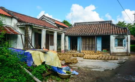 Old houses at the small village in Hoi An ancient town, Vietnam. Hoi an is recognized as a World Heritage Site by UNESCO.のeditorial素材