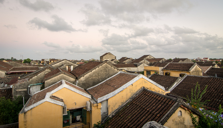Roof top of old brick houses in Hoi An ancient town, Vietnam. Hoi An is an old town down the Thu Bon River, on the coastal plain of Quang Nam Province.の写真素材