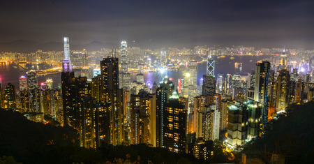 Hong Kong - Dec 30, 2014. Cityscape of Hong Kong at night. Hong Kong is ranked fourth in terms of...