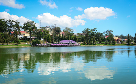 Landscape of Xuan Huong Lake in Dalat, Vietnam. Da Lat is a popular tourist destination in Vietnam.のeditorial素材