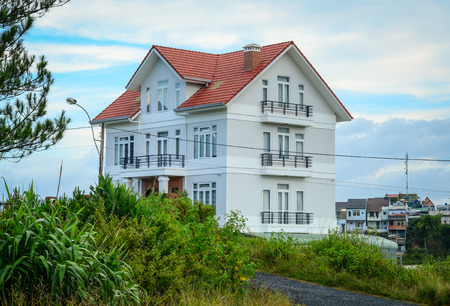 Dalat, Vietnam - Sep 21, 2015. A modern villa located on the hill in Dalat, Vietnam. Dalat looks somewhat like a cross between Vietnam and rural France.のeditorial素材