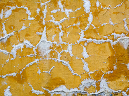 Musty yellow wall at the ancient house. Close up.の写真素材