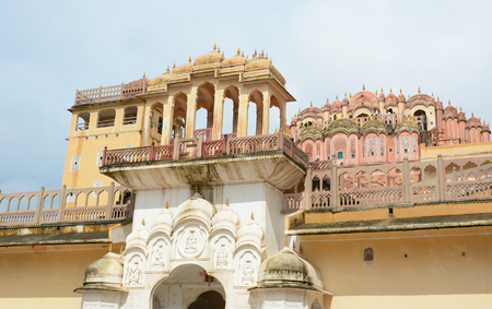 Part of Hawa Mahal (Wind Palace) in Jaipur, India. Hawa Mahal, built in 1799 by Maharaja Sawai Pratap Singh, is one of the most important monuments of Jaipur.のeditorial素材