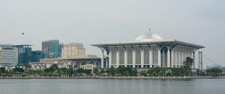 Putrajaya, Malaysia - Jul 7, 2015. Modern buildings located at downtown in Putrajaya, Malaysia. As of 2012 almost all of Malaysia governmental ministries had relocated to Putrajaya.のeditorial素材