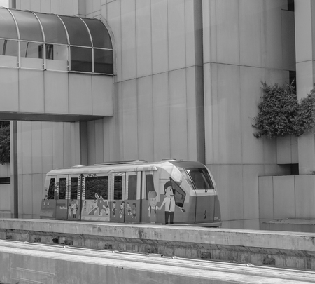 Singapore - Dec 14, 2015. Monorail train running at Changi Airport in Singapore. Changi Intl Airport is one of the largest transportation hubs in Southeast Asia.のeditorial素材