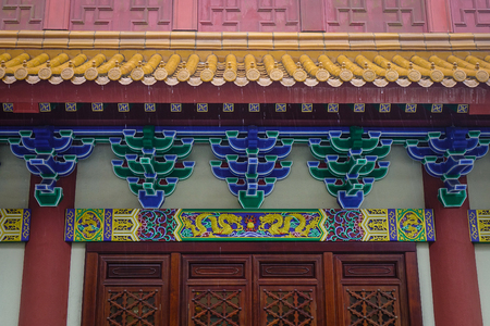 Details of Po Lin Monastery in Hong Kong. Po Lin is an ancient Buddhist monastery, located on Ngong...