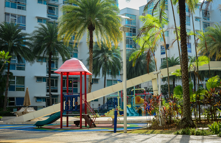 Singapore - Jul 3, 2015. Playground at a city park in Singapore. Singapore is global financial center with a tropical climate and multicultural population.のeditorial素材