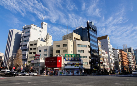 Tokyo, Japan - Jan 3, 2016. Traffic on street at Taito District in Tokyo, Japan. At over 13 million...