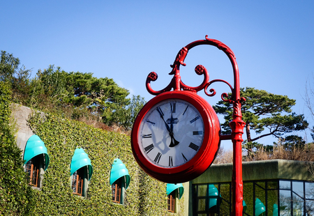 Tokyo, Japan - Jan 3, 2016. Old retro street clock at the park in Tokyo, Japan. Tokyo consists of the southwestern part of the Kanto region, the Izu Islands.のeditorial素材