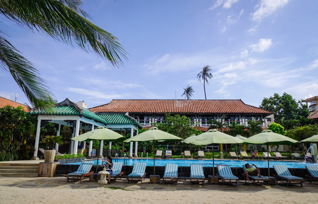 Phan Thiet, Vietnam - Mar 26, 2017. Relaxing chairs at luxury hotel in Phan Thiet, Vietnam. Phan Thiet belongs to Binh Thuan province and located 200km South of Cam Ranh Bay.のeditorial素材