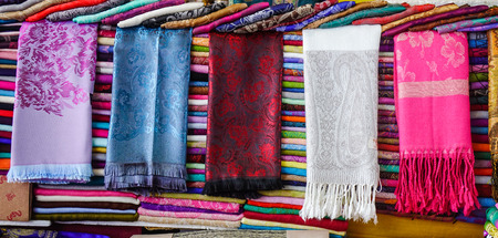 Colorful neckwears for sale at street market in Bangkok, Thailand.
