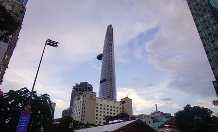 Saigon, Vietnam - Jun 30, 2017. Modern buildings at downtown in Saigon, Vietnam. Saigon (Ho Chi Minh...