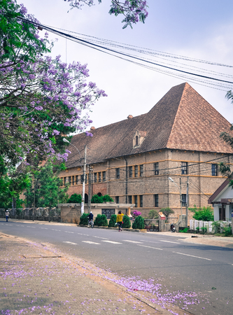 Dalat, Vietnam - Apr 7, 2013. Old French-style palace at downtown in Dalat Highlands, Vietnam. Da Lat is located 1,500 m above sea level on the Langbian Plateau.のeditorial素材